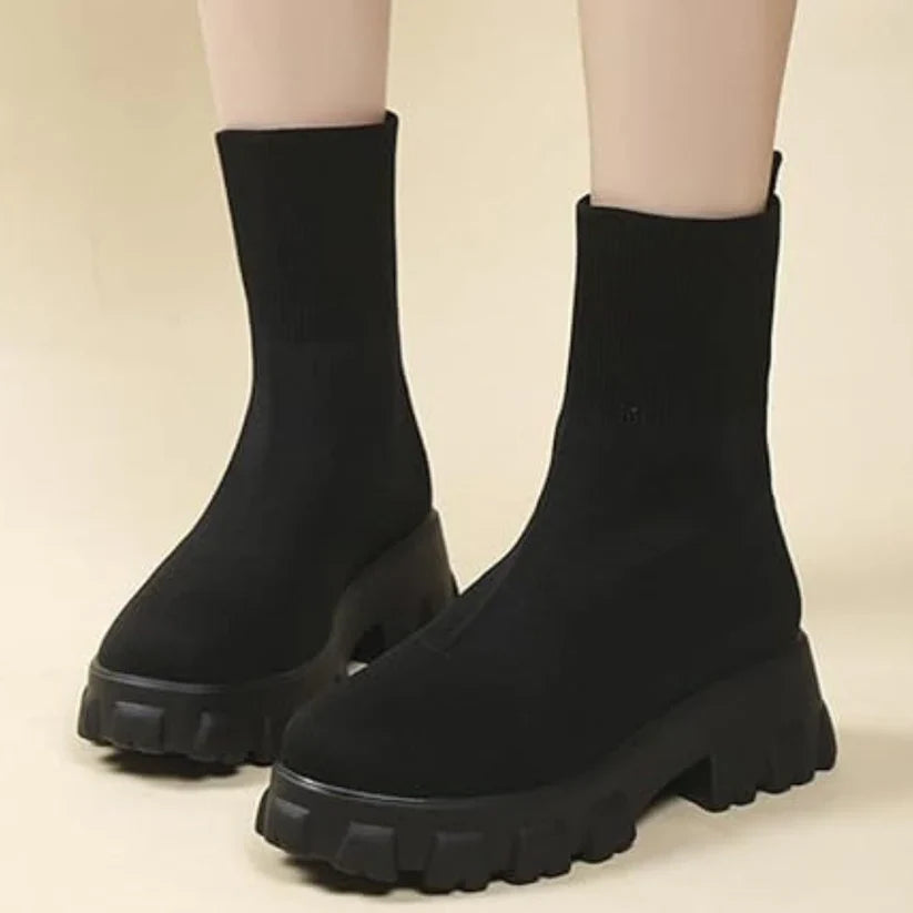 Phyllida - gestrickte knöchelstiefeletten mit trendiger sohle | Inna Mode®️