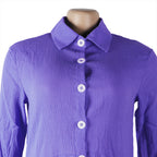 WINONA comfortable summer dress neckline and button placket, purple long-sleeve