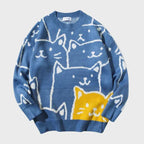 HELMI - Herrenpullover mit Katzenmuster