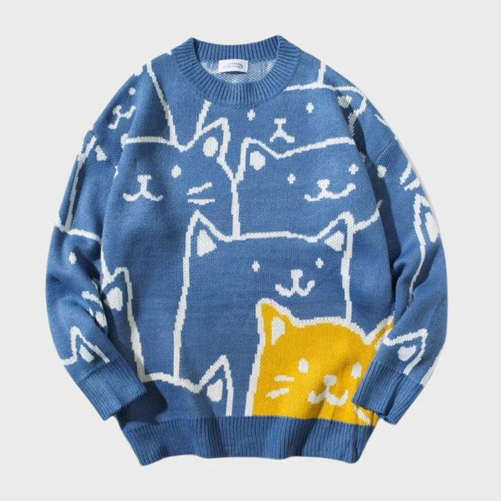 HELMI - Men's sweater with cat pattern 
