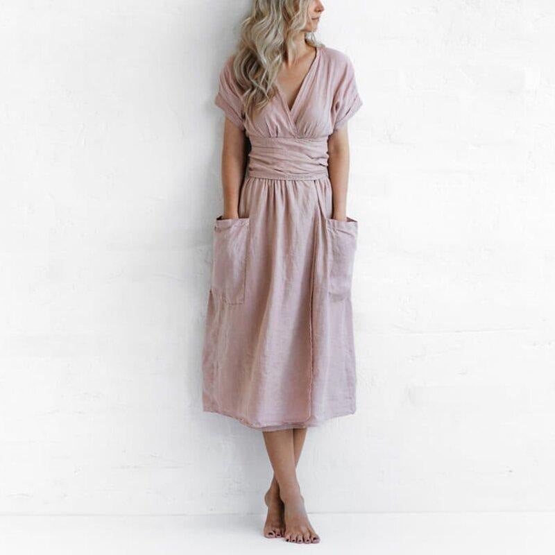 AVAH - Lässiges v-ausschnitt kleid