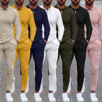 Men's quarter-zip lounge set with jogger pants, assorted colors lineup