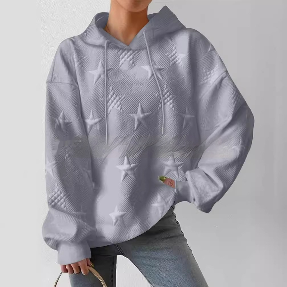 Gisele - women's hooded sweatshirt with star embroidery