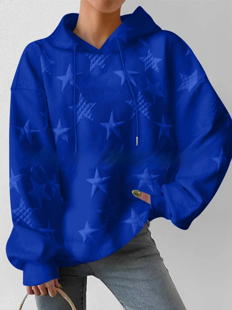 Gisele - women's hooded sweatshirt with star embroidery