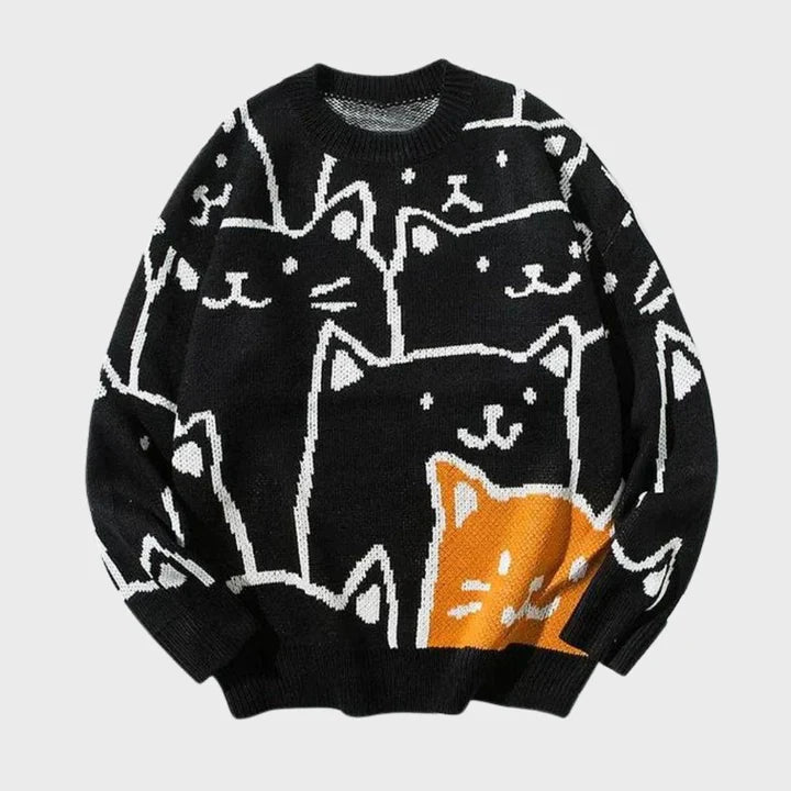 HELMI - Men's sweater with cat pattern 