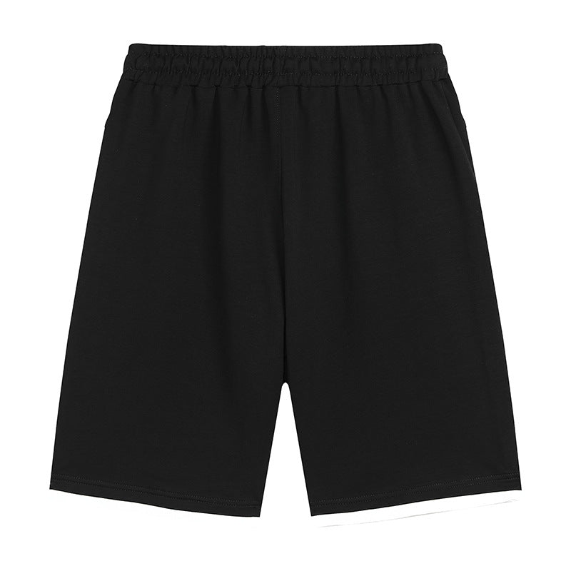 Men’s black drawstring shorts with elastic waistband and relaxed straight legs