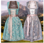 ANNA Oktoberfest dress pair with teal floral skirt and dark gray floral skirt