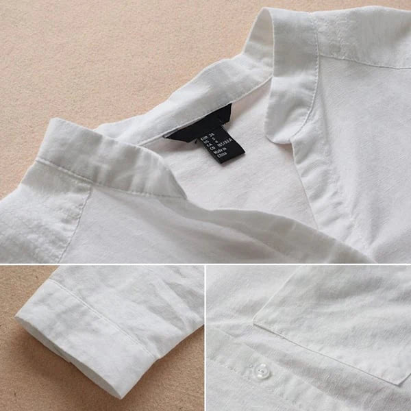 Casual, loose-fitting shirt made of linen-cotton blend