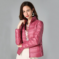 Pink padded spring jacket with full zipper and stand collar