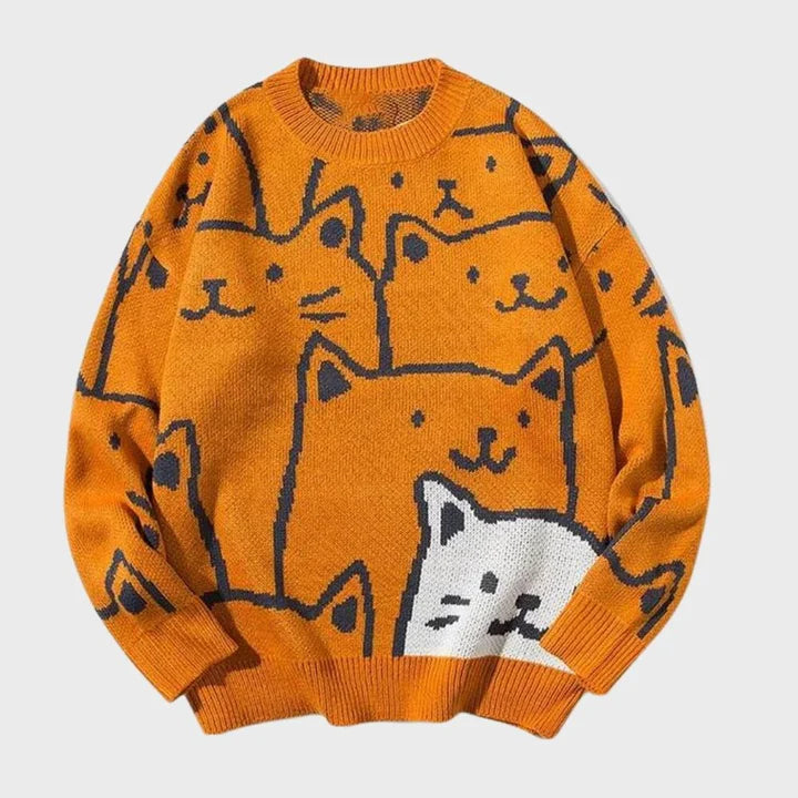 HELMI - Men's sweater with cat pattern 