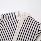 Clara™ elegant blouse, black-and-white striped collar and button placket detail