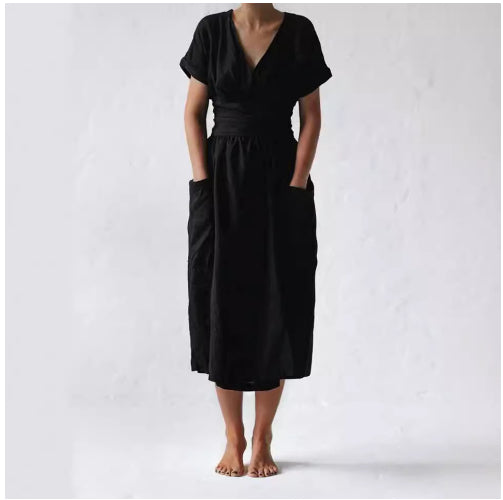 AVAH - Lässiges v-ausschnitt kleid