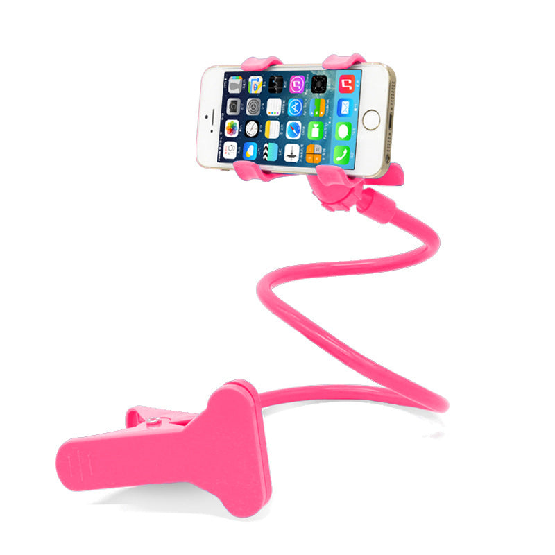 Pink flexible mobile phone holder with spring clamp and stand