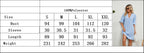 Dress size chart with S–XXL bust, sleeve, length and weight measurements