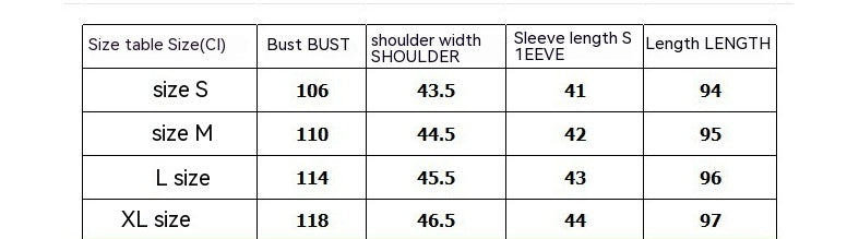 Size chart table for a women's summer dress: bust and sleeve measurements by size