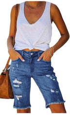 ZARA- BEQUEM  SLIM-FIT GEKÜRZTE HOSEN GERISSENE QUASTENJEANS FÜR DAMEN