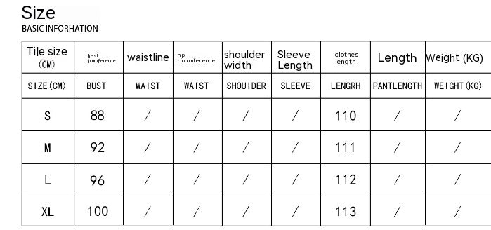 Midi dress size chart with bust, waist, shoulder width, and length measurements.