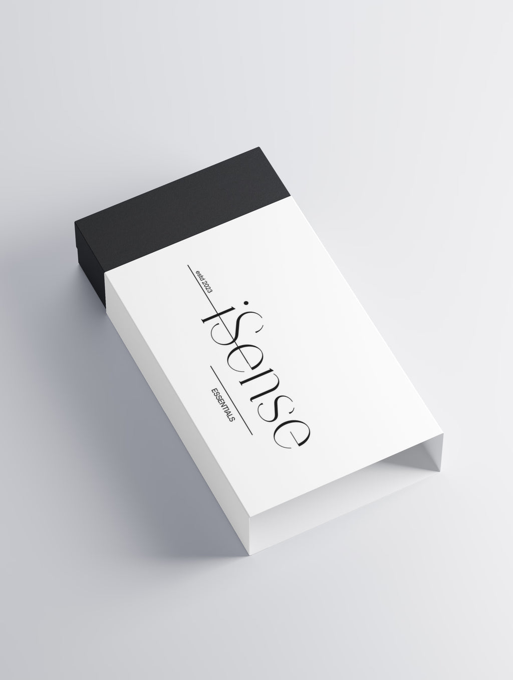 Anti-age peptide gift box with black top panel and front logo print