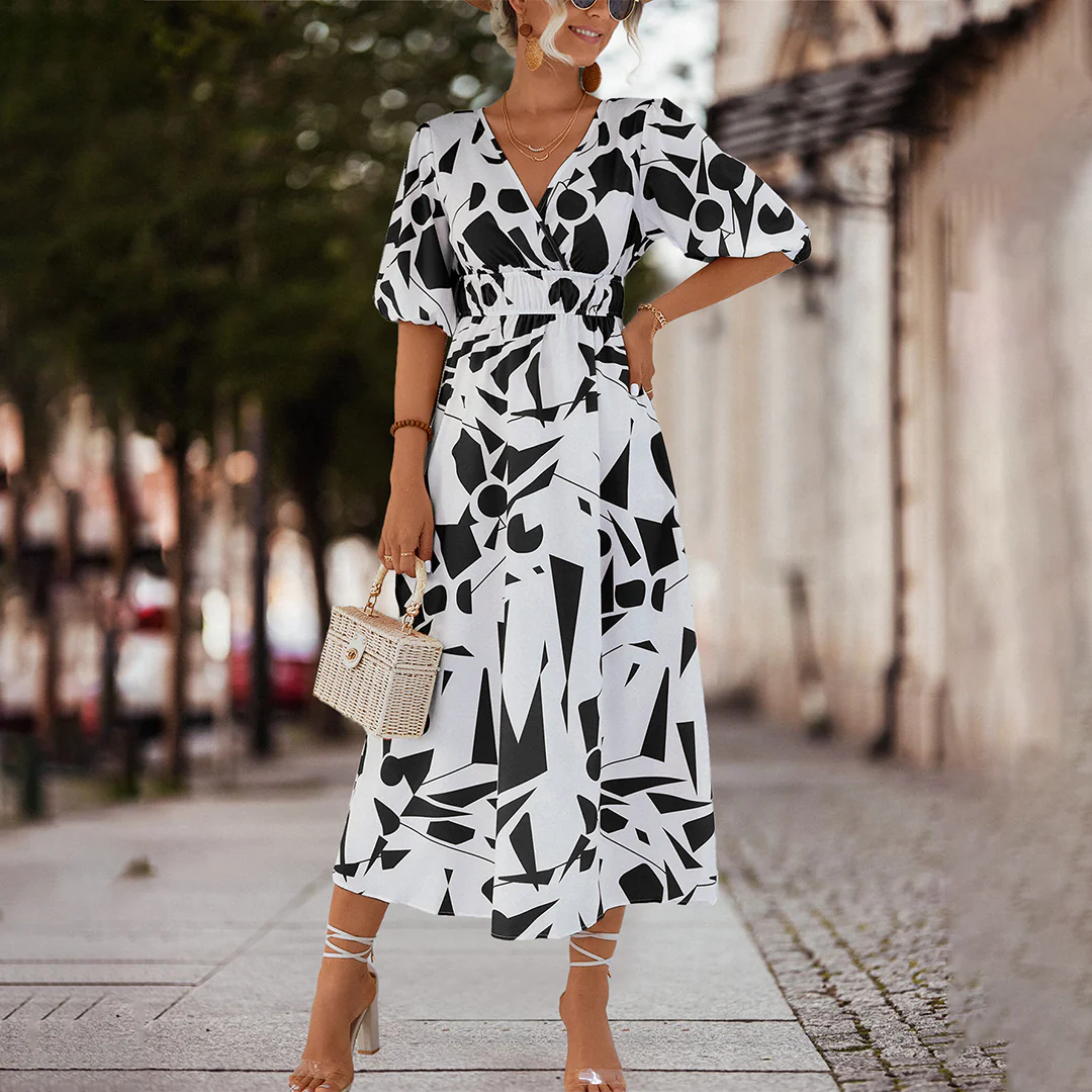 GIULIA - Lässig v-ausschnitt midikleid | Inna Mode®️