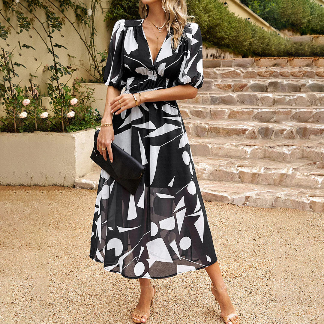 LAINEY - Elegant V-neck midi dress 