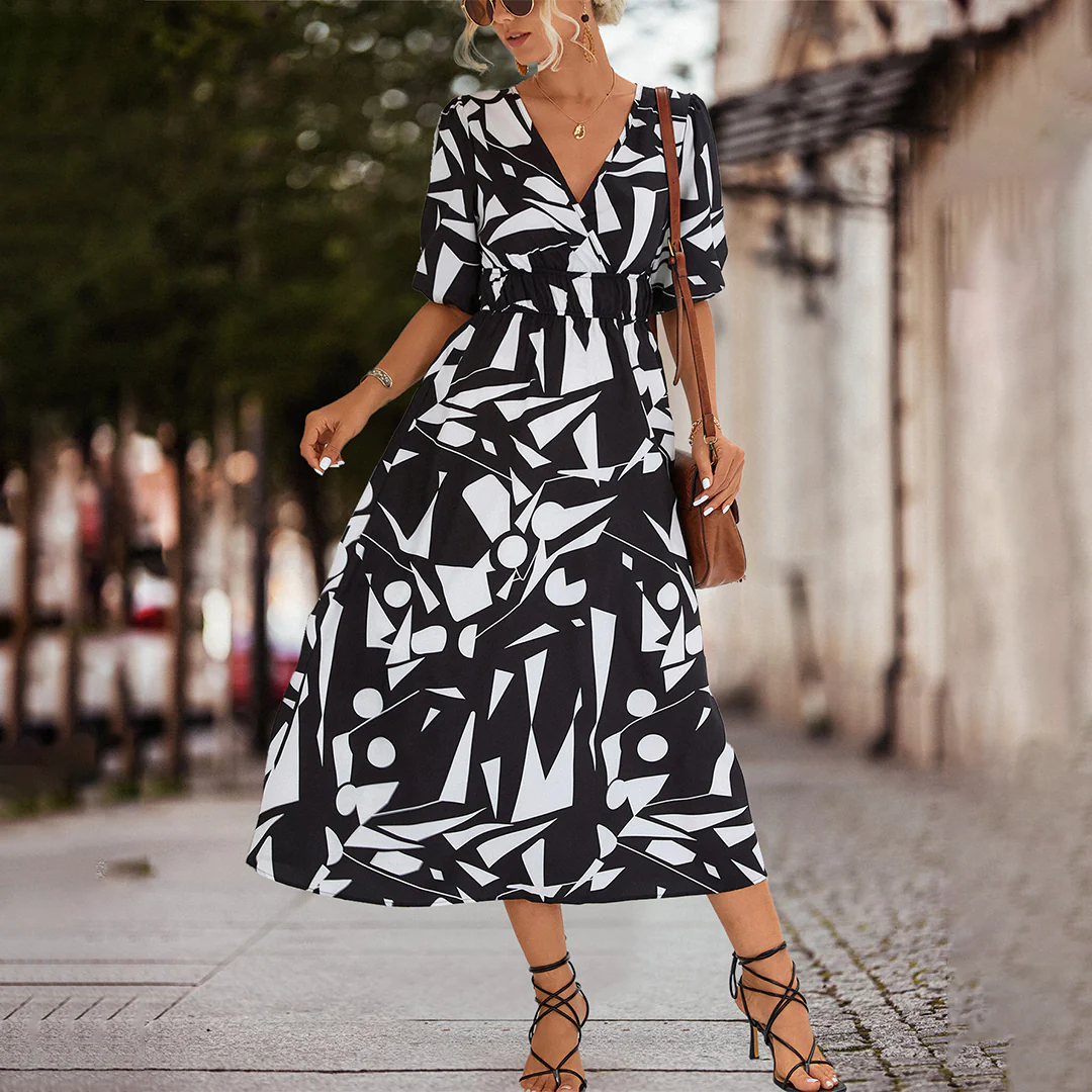 GIULIA - Lässig v-ausschnitt midikleid | Inna Mode®️