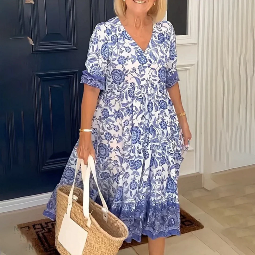 KARLA - Elegant spring dress with a V-neck 