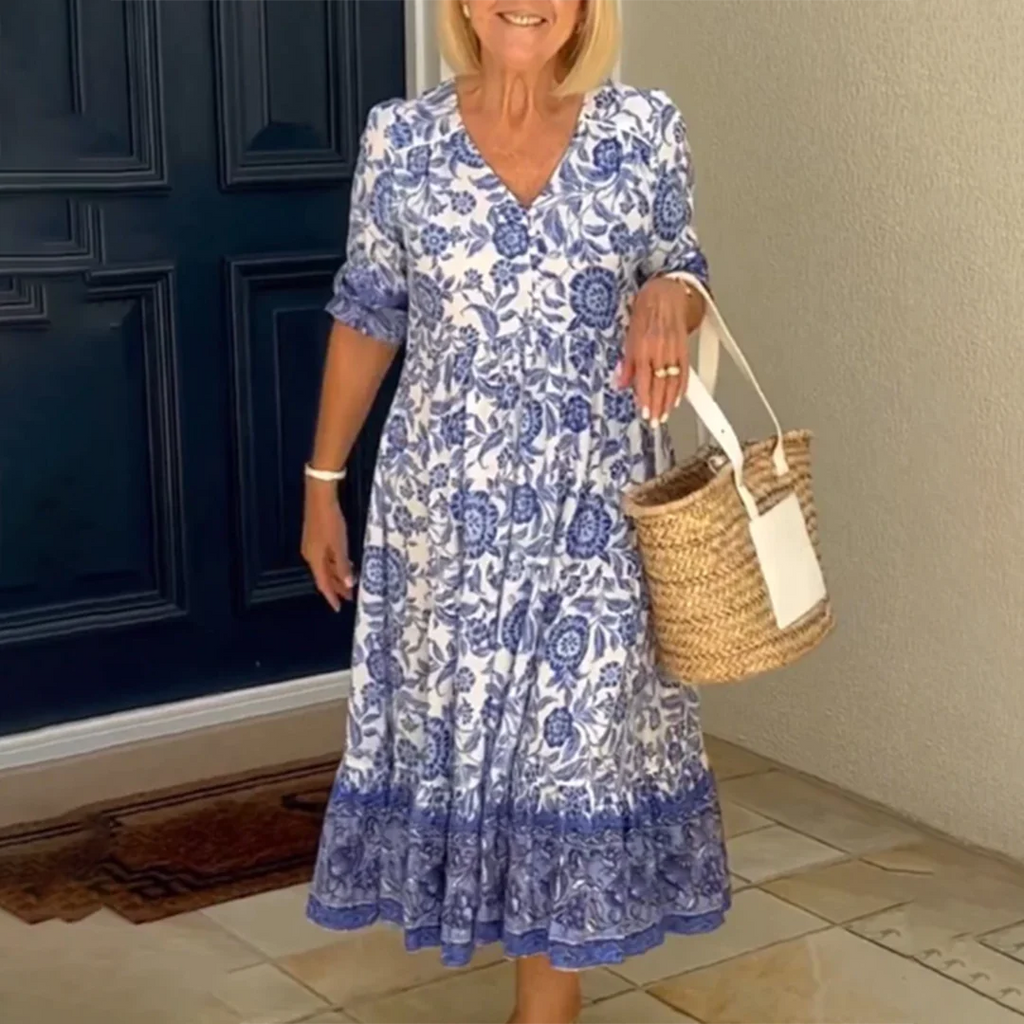 KARLA - Elegant spring dress with a V-neck 