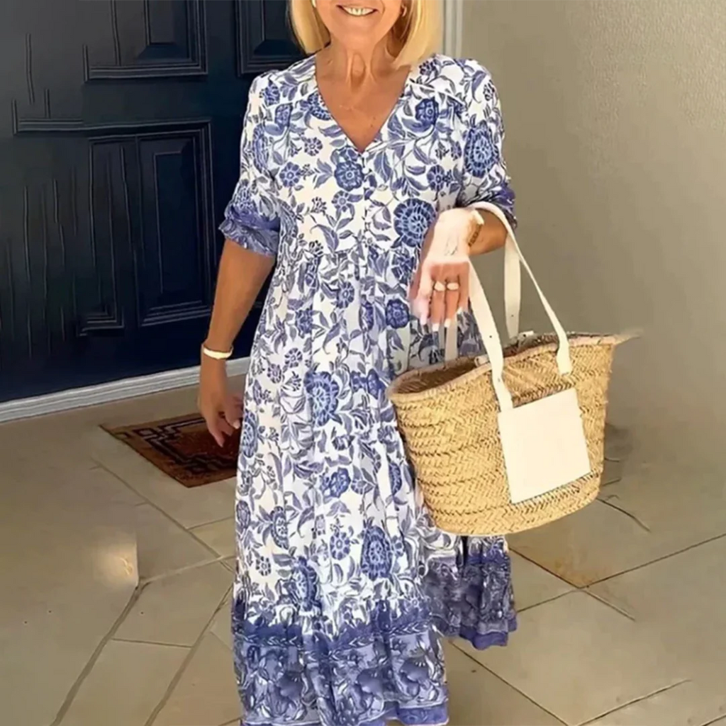 KARLA - Elegant spring dress with a V-neck 