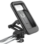 Black universal phone holder with adjustable clamp arms and pivoting screen cradle