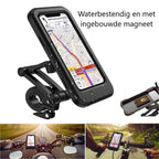 Black universal phone holder with sealed case and phone cradle, water-resistant design