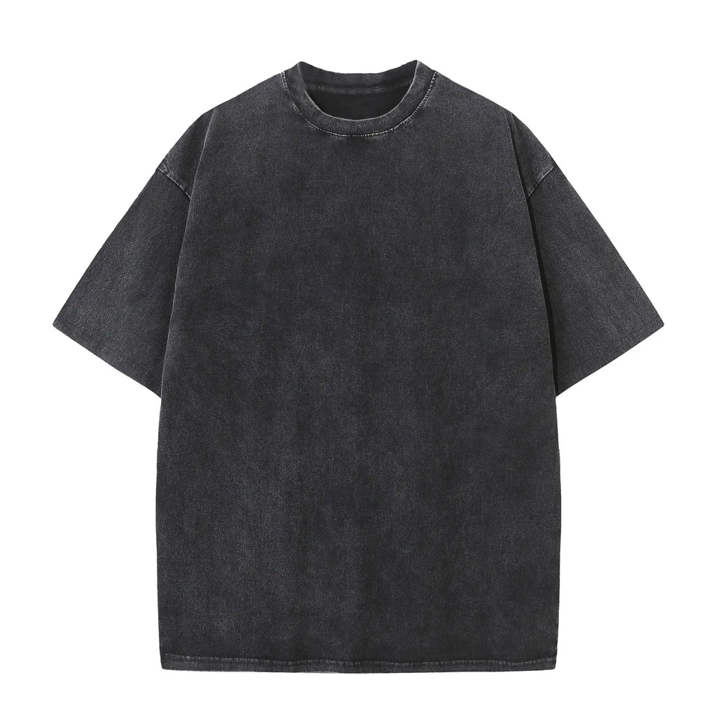 Washed crewneck T-shirt, dark charcoal short-sleeve tee