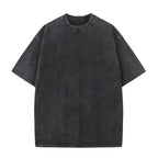 Washed crewneck T-shirt, dark charcoal short-sleeve tee