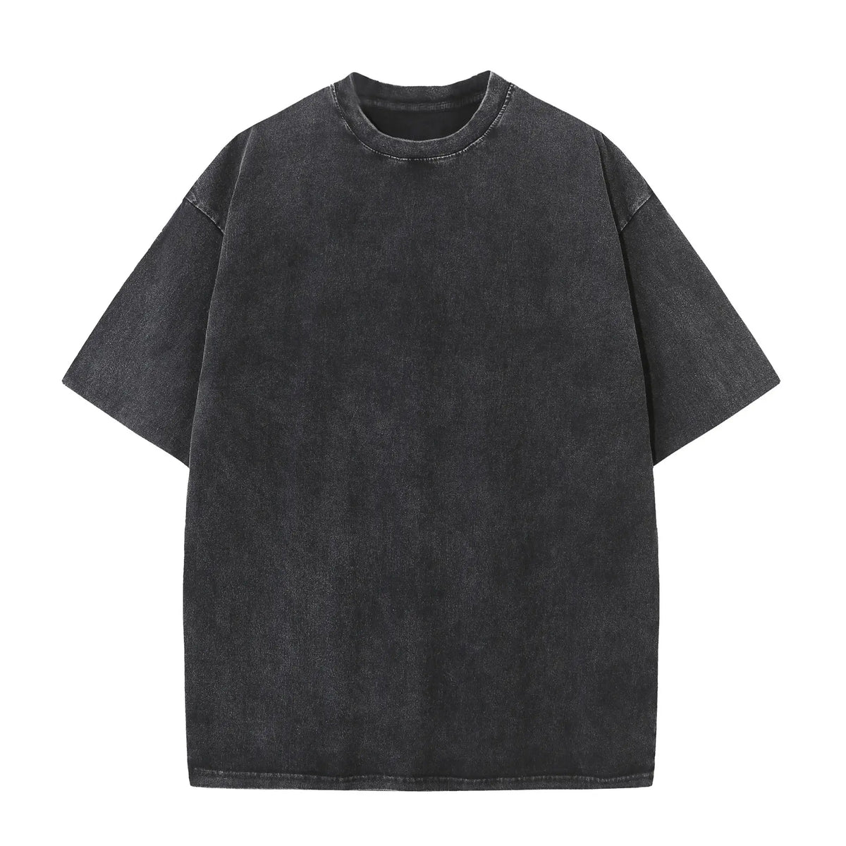 Washed crewneck T-shirt, dark charcoal short-sleeve tee