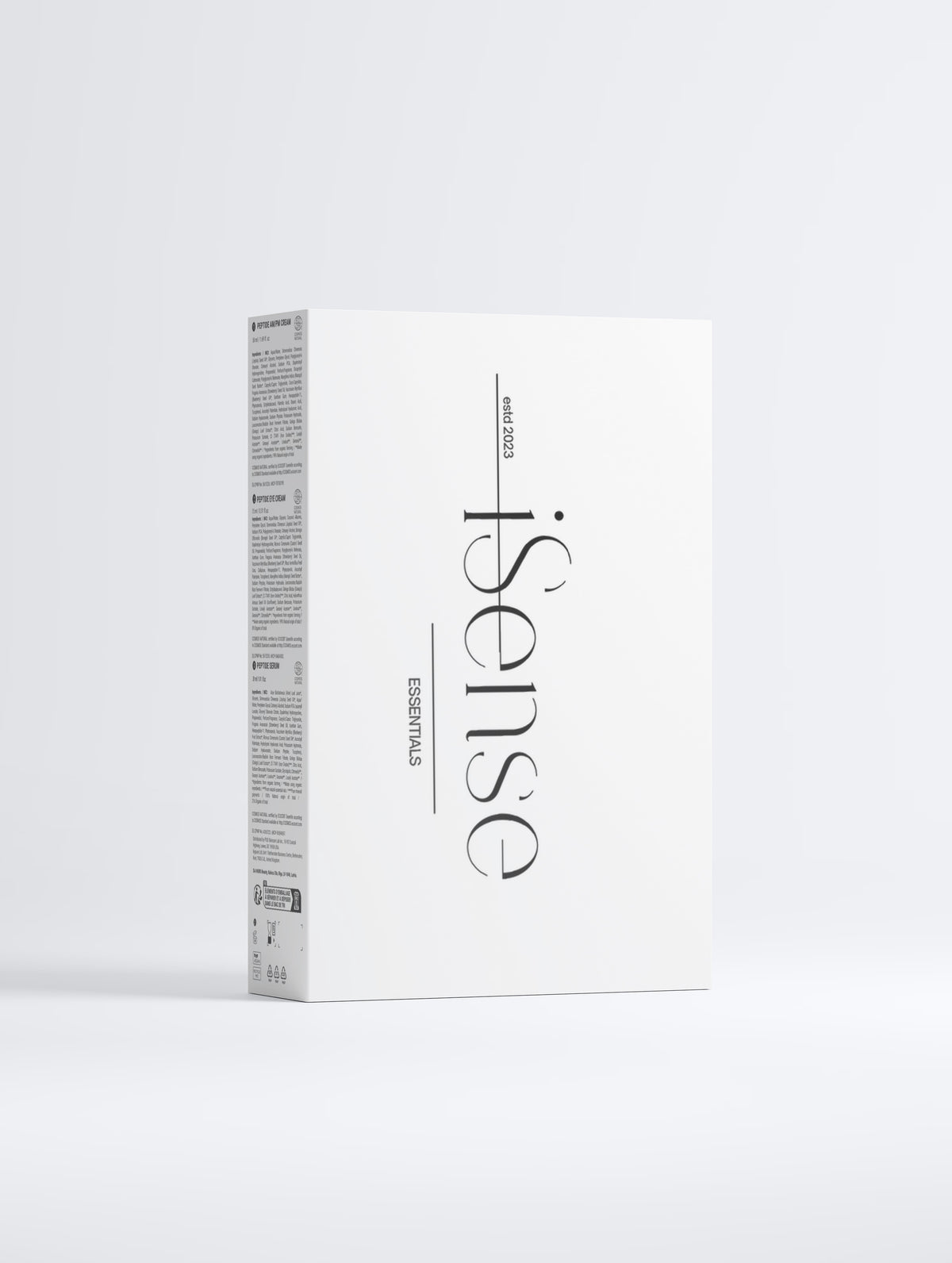 Anti-age peptide gift box shown from side, with front logo print