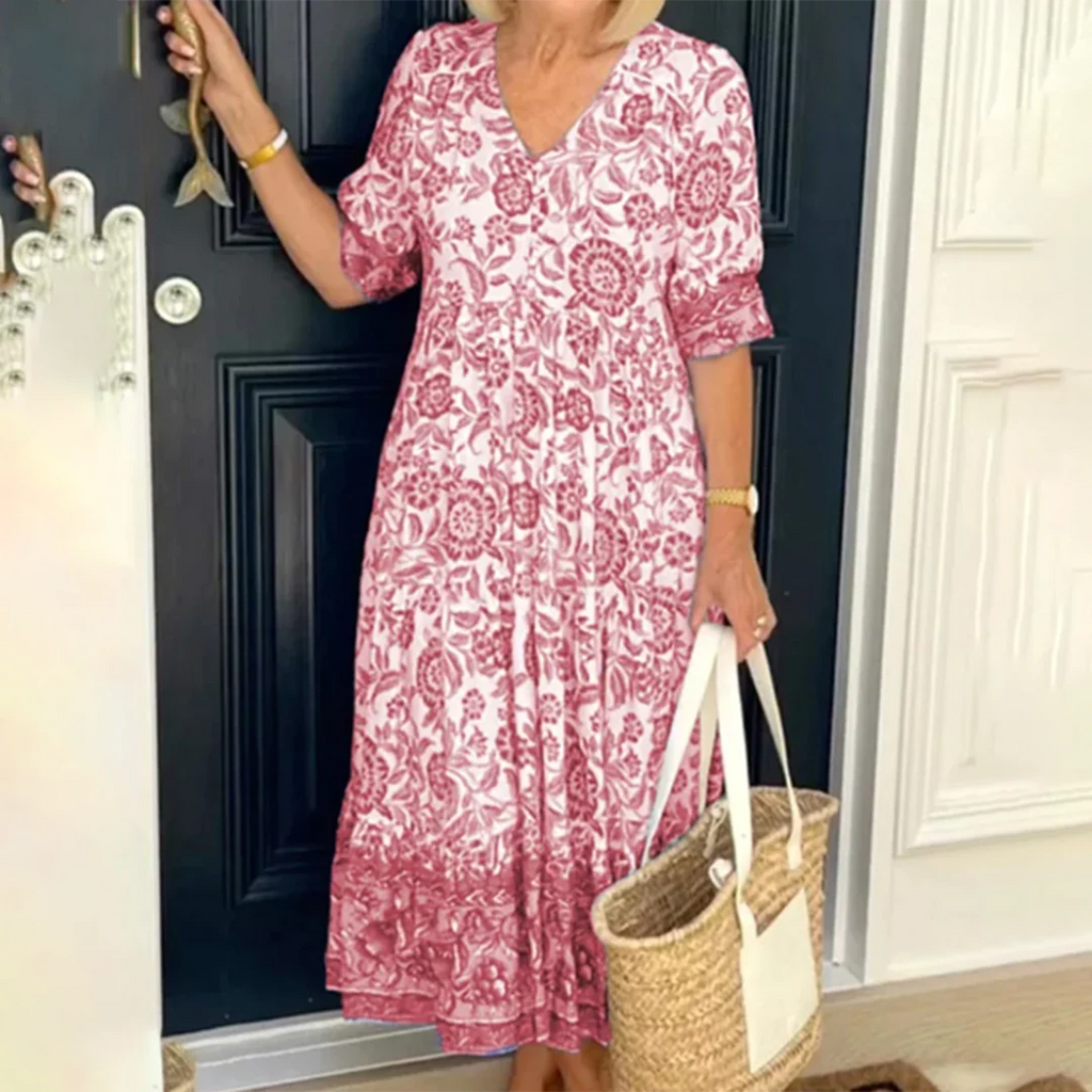 KARLA - Elegant spring dress with a V-neck 