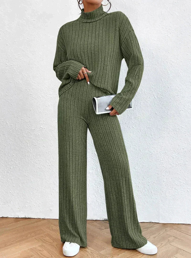 Margaux | 2-teiliges strick-set mit rollkragenpullover und hose | Inna Mode®️