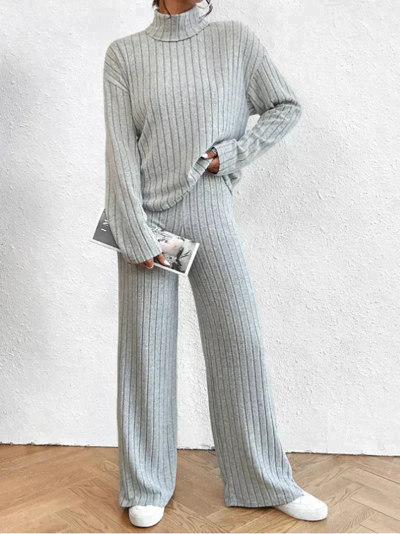 Margaux | 2-teiliges strick-set mit rollkragenpullover und hose | Inna Mode®️
