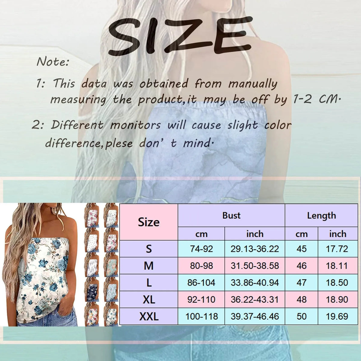Floral print summer top with sleeveless design and crew neckline