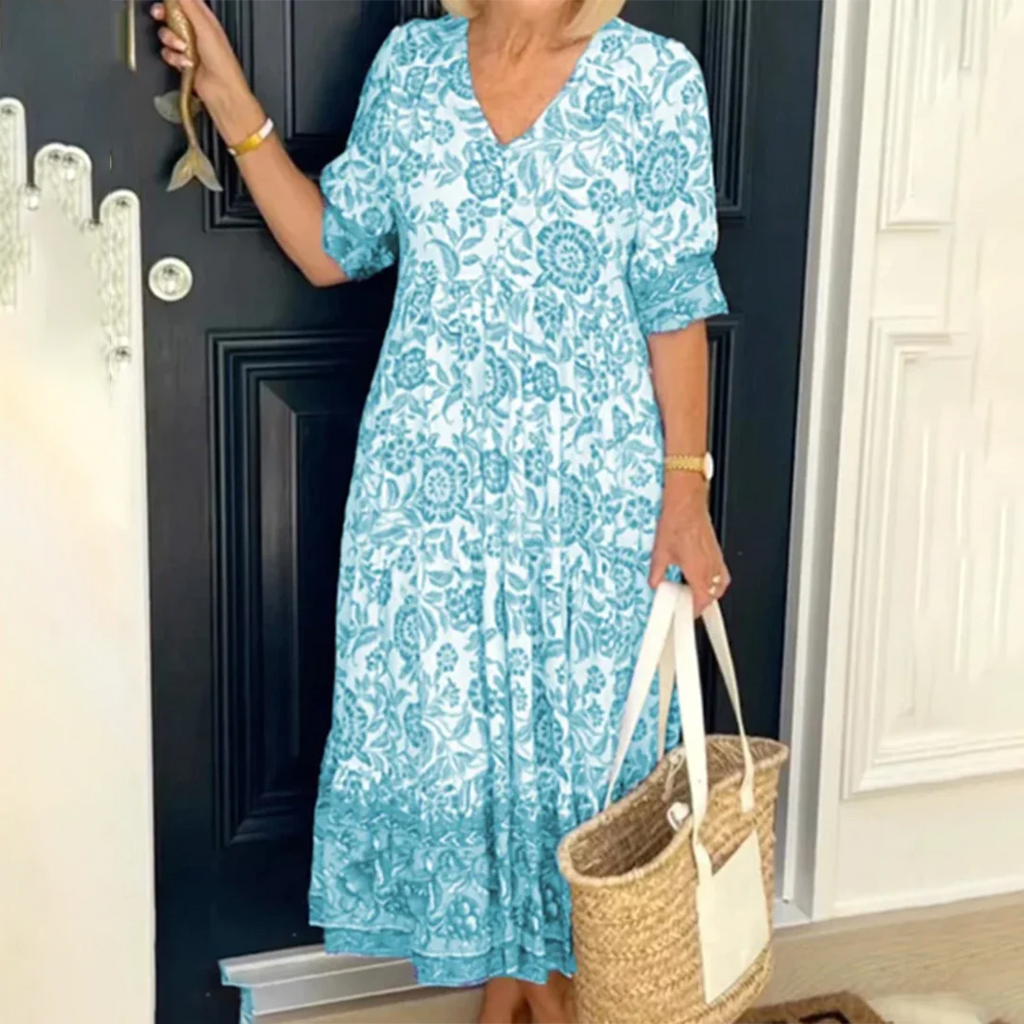 KARLA - Elegant spring dress with a V-neck 