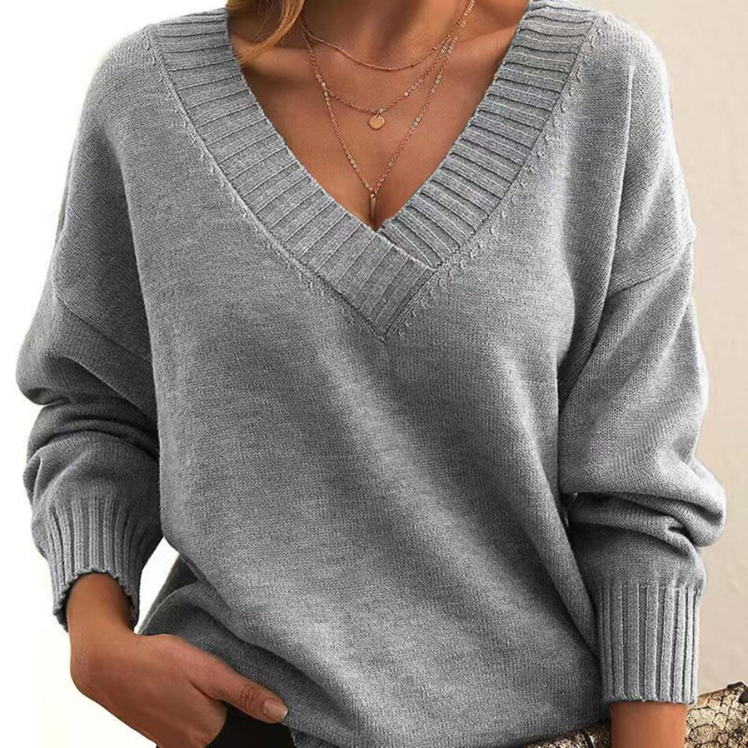 JOELLE - Casual V-neck sweater 