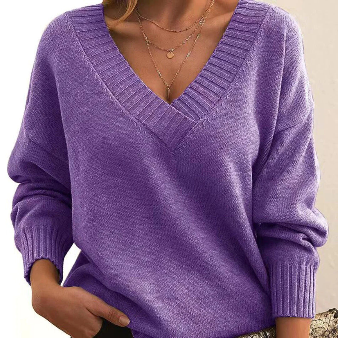 JOELLE - Casual V-neck sweater 