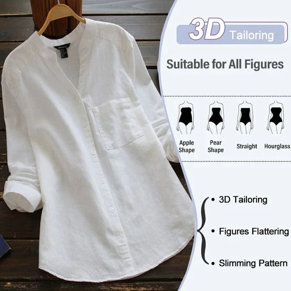 Casual, loose-fitting shirt made of linen-cotton blend
