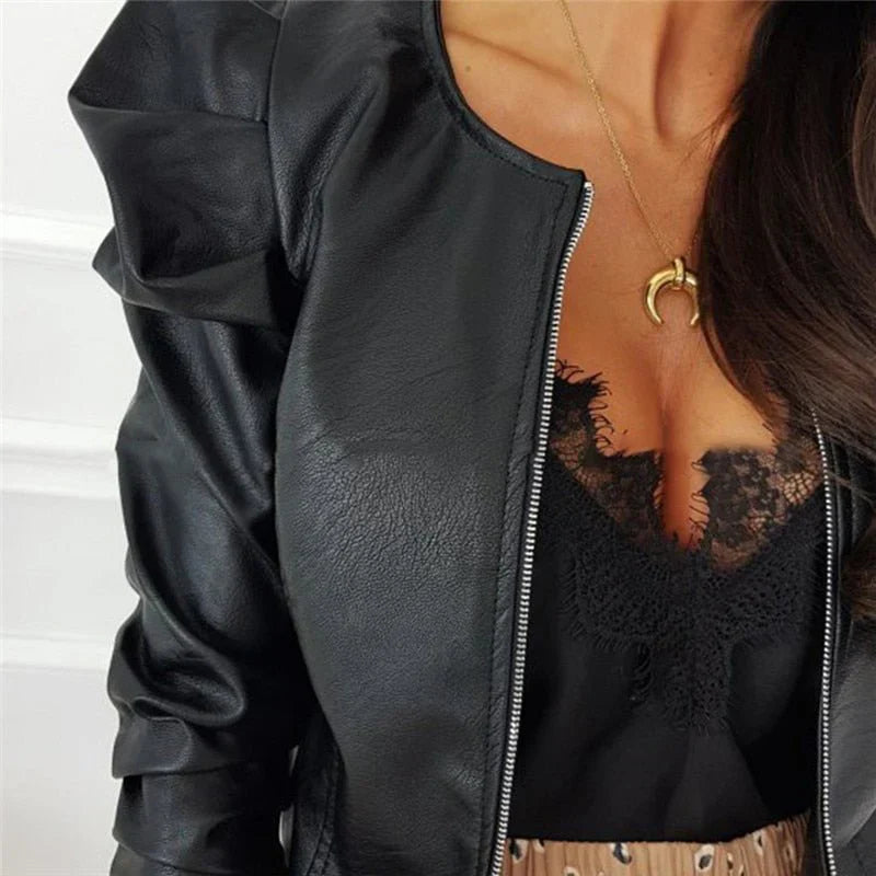 Zahra jacket | elegant short leather-look jacket for women
