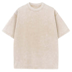 Washed crewneck T-shirt, light beige short-sleeve tee