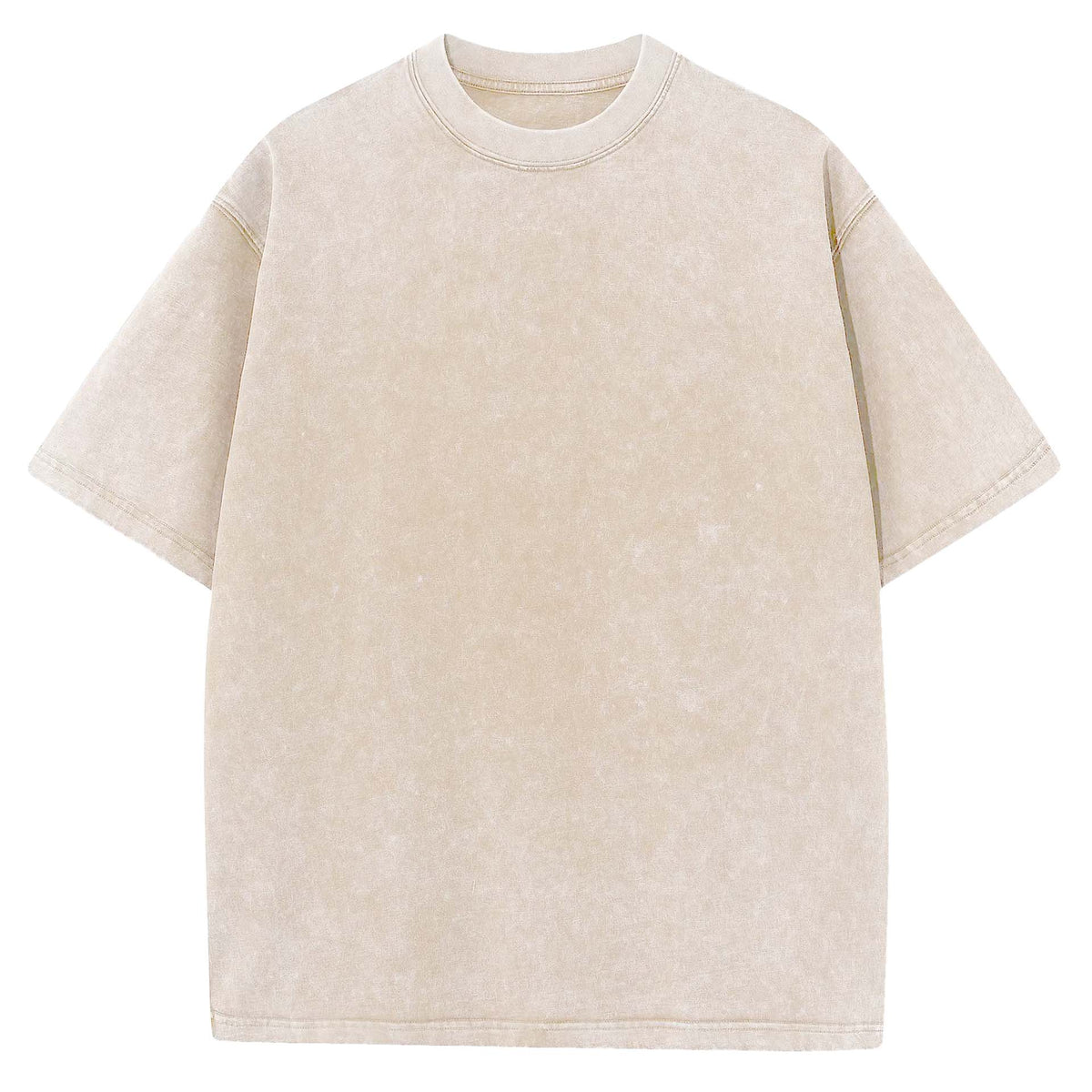 Washed crewneck T-shirt, light beige short-sleeve tee