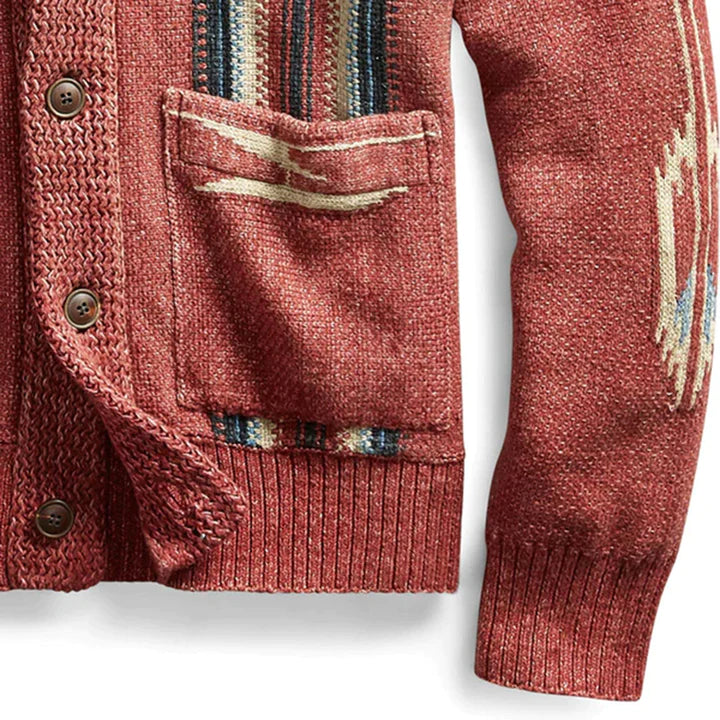 EDOARDO - Men's Jacquard Cardigan in Vintage Style 