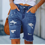 ZARA- BEQUEM  SLIM-FIT GEKÜRZTE HOSEN GERISSENE QUASTENJEANS FÜR DAMEN