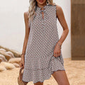 Hilde™ summer dress in light patterned sleeveless design with keyhole neckline