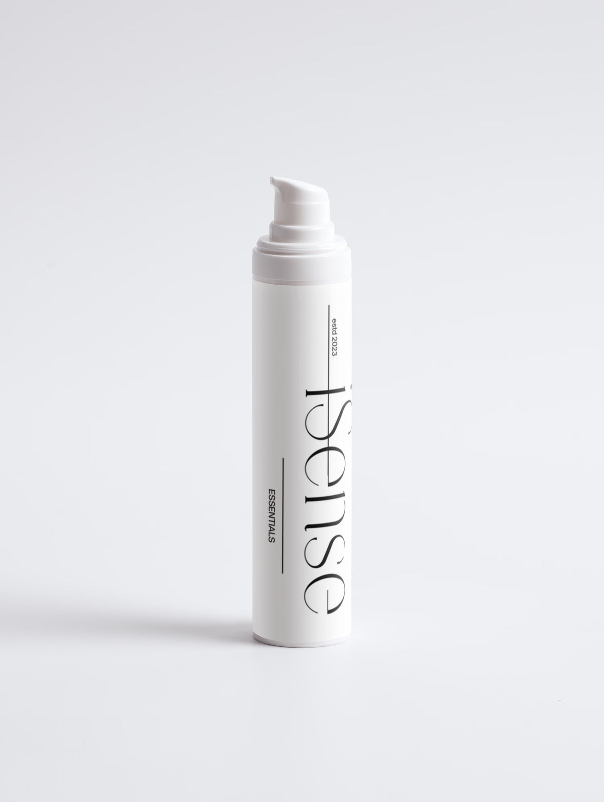 Anti-age peptide serum bottle with pump, white cylindrical container