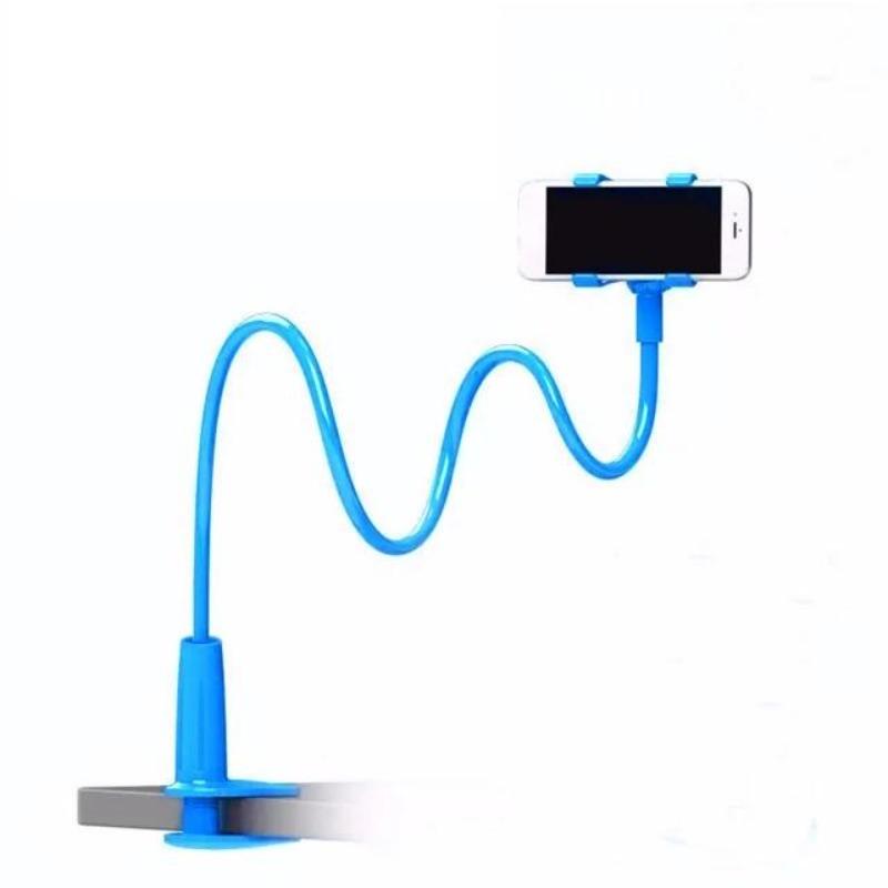SmartAssistant™ flexible phone holder, blue gooseneck with bottom clamp stand